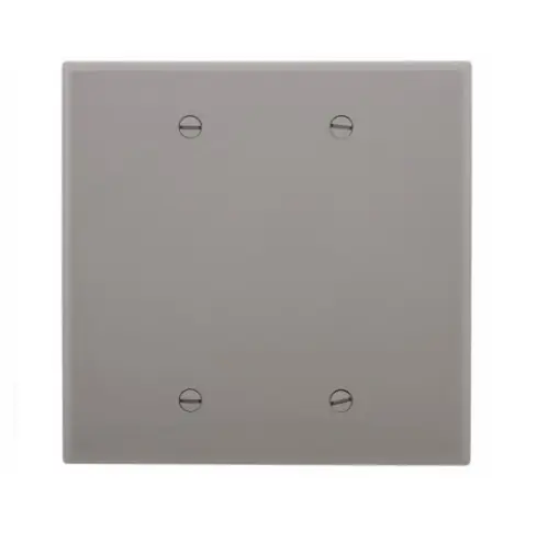 Handmade Eaton Wiring 2-Gang Blank Wall Plate, Mid-Size, Polycarbonate, Gray