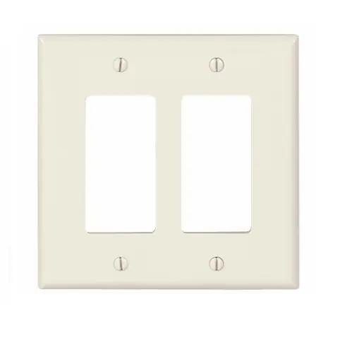Eaton Wiring 2-Gang Decora Wall Plate, Mid-Size, Polycarbonate, Light Almond Popular