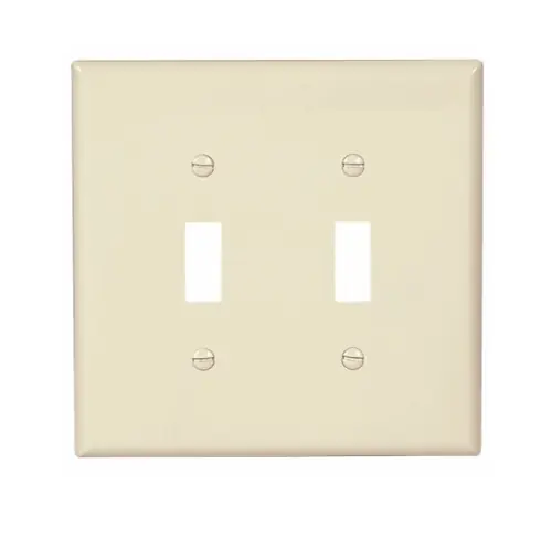 Eaton Wiring 2-Gang Toggle Wall Plate, Mid-Size, Polycarbonate, Almond Seasonal Sale