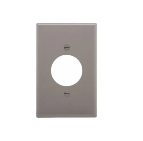 Eaton Wiring 1-Gang Power Outlet Wall Plate, Mid-Size, 1.59" Hole, Gray Same Day Shipping