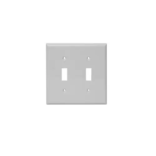 USI 2-Gang Toggle Switch Wall Plate, Plastic, Standard, White Holiday Sale