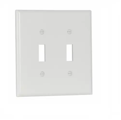 Eaton Wiring 2-Gang Mid-Switch Toggle Switch Wallplate, White Crafted