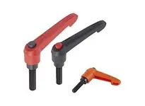 KIPP K0269.735A5X45 ADJUSTABLE HANDLE WITH PUSH BUTTON SIZE:5 1/2-13X45 PLASTIC RED RAL3020 COMP:STEEL COMP:BLACK RAL7021 Grab Now