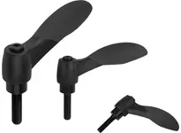 Genuine KIPP K0125.1A101X40 ADJUSTABLE HANDLE DUAL COMPONENT SIZE:1 10-32X40 PLASTIC BLACK RAL7021 COMP:STEEL COMP:BLACK RAL7021