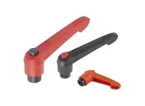 KIPP K0269.731A2 ADJUSTABLE HANDLE WITH PUSH BUTTON SIZE:1 1/4-20 PLASTIC RED RAL3020 COMP:STEEL COMP:BLACK RAL7021 Express Delivery