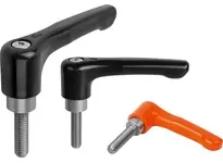Shop Now KIPP K0738.3081X60 ADJUSTABLE HANDLE FLAT SIZE:3 M08X60 ZINC BLACK SATIN POWDER COATED COMP:STAINLESS STEEL BRIGHT