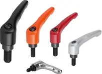 Clearance KIPP K0122.5163X90 ADJUSTABLE HANDLE SIZE:5 M16X90 ZINC SILVER MET POWDER COATED COMP:STEEL BLACK OXIDIZED